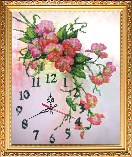 горошек часы цветы вышивка бисером