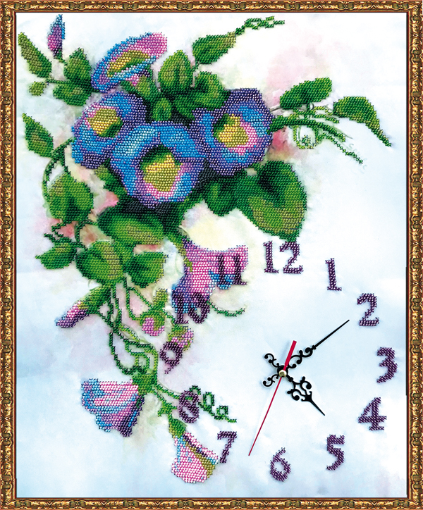 вьюнок цветы часы вышивка бисером